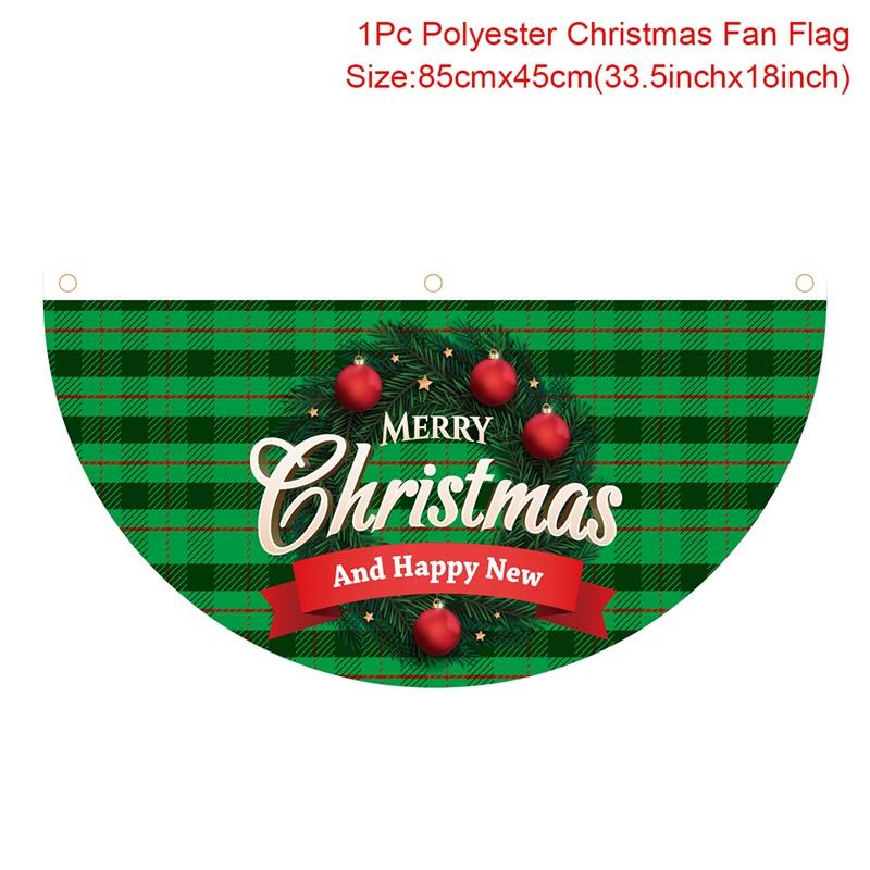 Christmas Outdoor Fan-shaped Flag Banner Christmas Decor for Home 2025 Cristmas Drop Ornament Xmas Navidad Gift New Year 2025