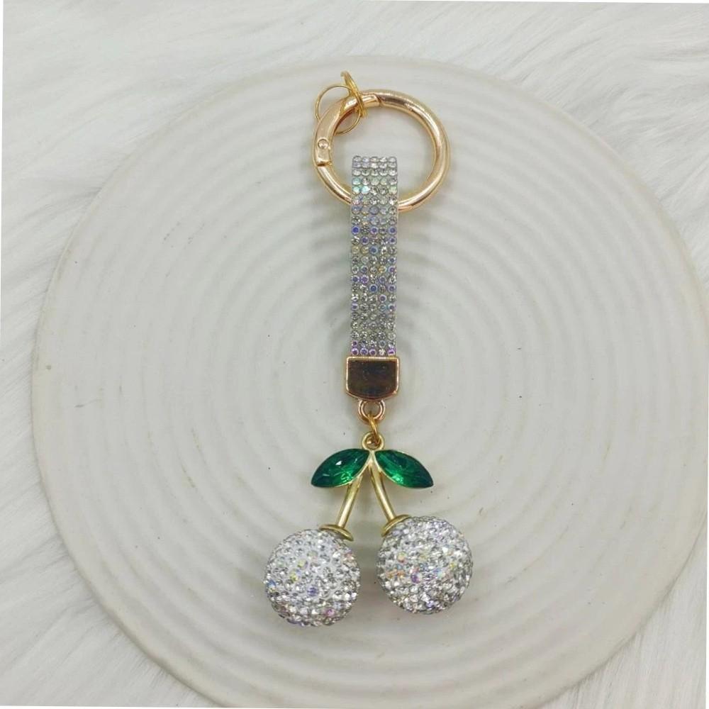 Hochwertiger Kristallkirschen-Anhänger Blingbling Strass Schlüsselanhänger für Auto Modischer Taschenanhänger Damen