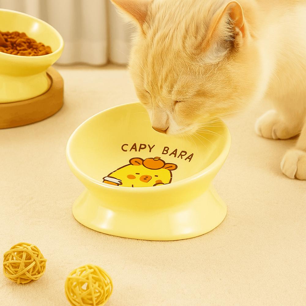 Slanted Mouth Pet High Foot Bowl Ceramic Dog Food Feeding Basin Cat Bowl  Water Container