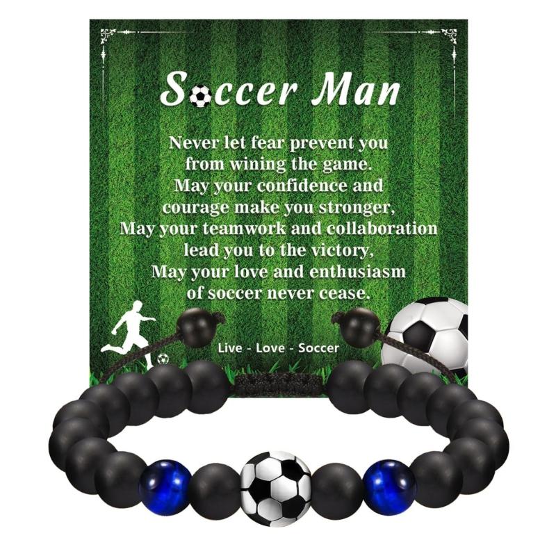 Stretchy Football Fan Bracelet Colored Glass Beads Elastic Rope Comfortable Design Sports Theme Jewelry Accessory
