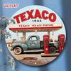 Vintage Texaco Gas Metal Tin Sign Retro Truck Wall Decor 7.87 Inch Round
