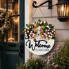 Flower Welcome Sign 2D Flat Wall Art Ornaments Door Wreath  Home Decor