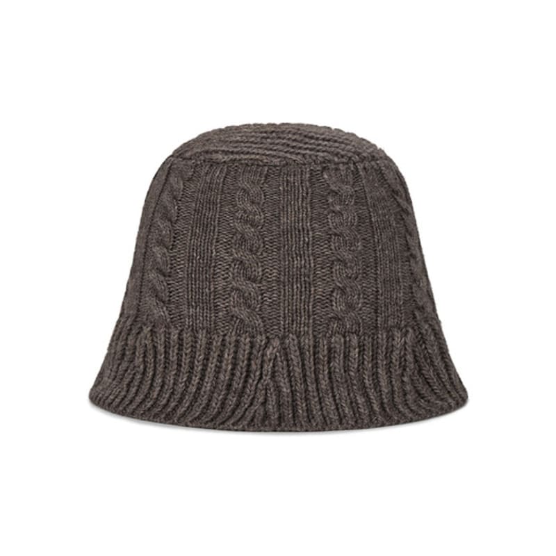 VARZAR VA Applique Cable Knit Bucket Hat Brown