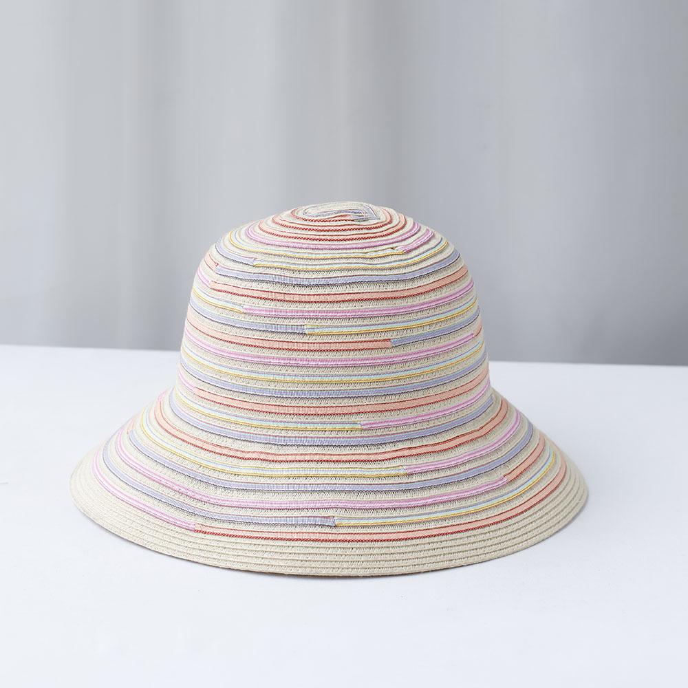 Hat Women's Summer Foldable Sun Hat Rainbow Striped Cloth Hat Sun Protection Beach Hat Vacation Idyllic Bucket Hat