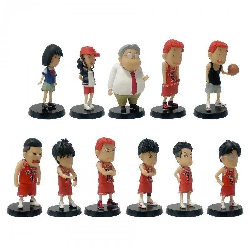 8 Pcs/Set Slam Dunk Series Anime Figures 6.5-7.5cm Sakuragi Hanamichi Rukawa Kaede Q Version Standing Posture Model Ornaments