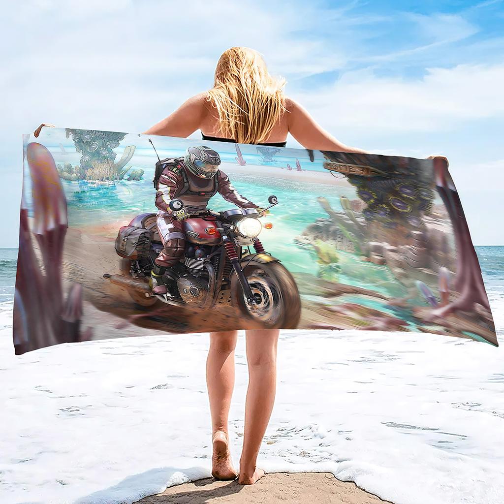 Quick Dry Beach Towels Motorcycle Vehicle Sand Free Ultra Cozy and Bath Towels Water Absorbent Oversize Beach Towel for Boys Men