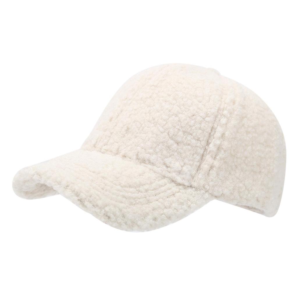 Women's Thickened Teddy Fleece Baseball Cap with Velcro - Autumn/Winter Trendy Lambswool Hat