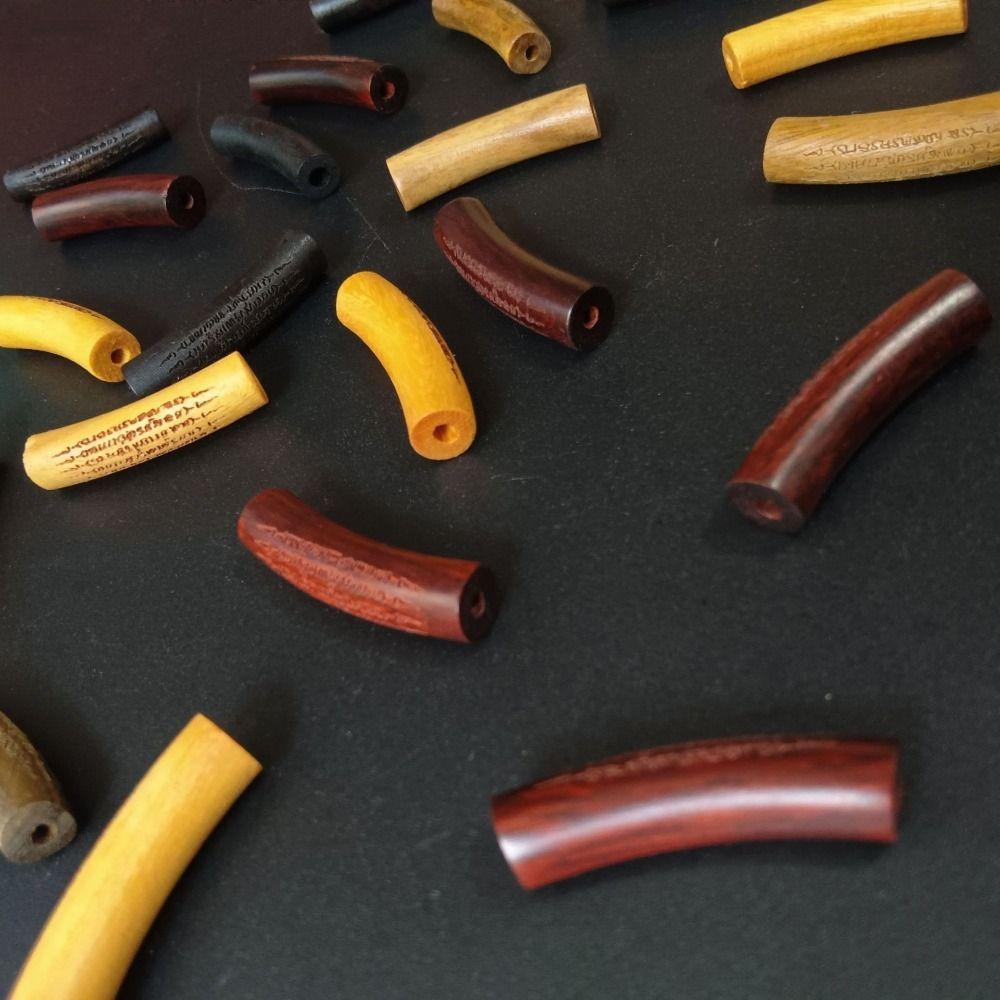 3Pcs Tube Shape Loose Beads Wood Spacer Bead Decorative Beads Curved Tube Beads  Beaded Accessories