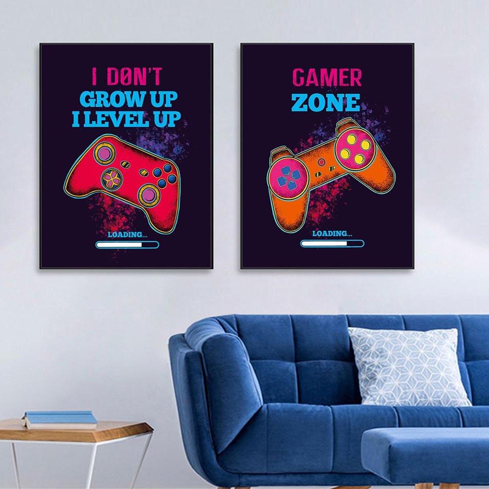 Funny Video Game Art Canvas Printing Posters Gamer Zone Gaming Wall Art pictures For Boy Bedroom Playroom Decoration Unframed