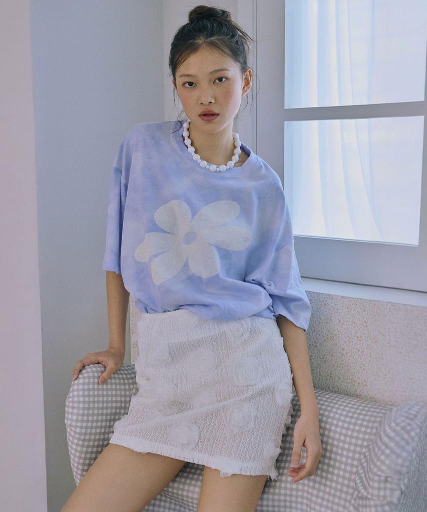 Jun Jun Space Flower Appliqué Mini Skirt_White
