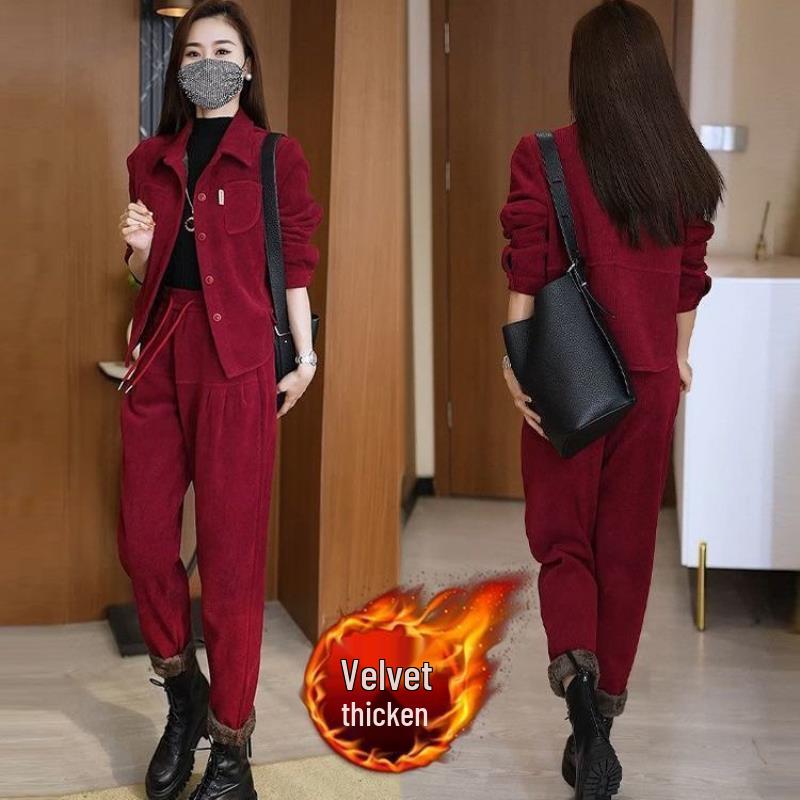 Petite Women's Stylish Autumn/Winter Two-Piece Plus Size Outfit