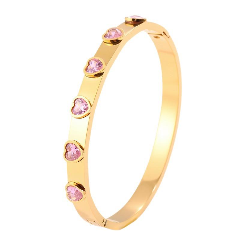 Titanium steel  women's high sense heart-shaped love diamond-encrusted fashion European and American non-fading  stainless steel 