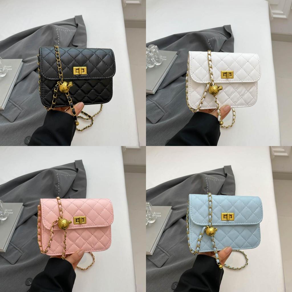 Fashion Bag Crossbody With Lingge Design And Chain Shoulder Strap Metal Ball