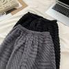 Pants for Women Plus Size Thickened Stretchy Elastic High Waist Long Trousers Solid Colour Fleece Casual Wide Leg Pants