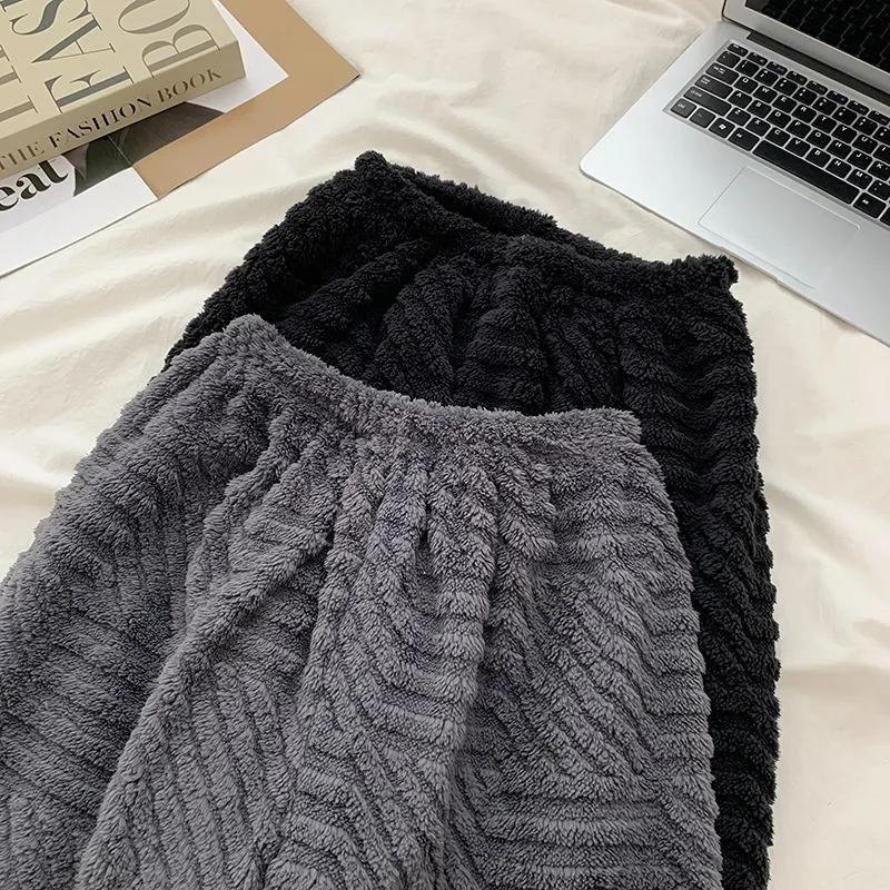 Pants for Women Plus Size Thickened Stretchy Elastic High Waist Long Trousers Solid Colour Fleece Casual Wide Leg Pants