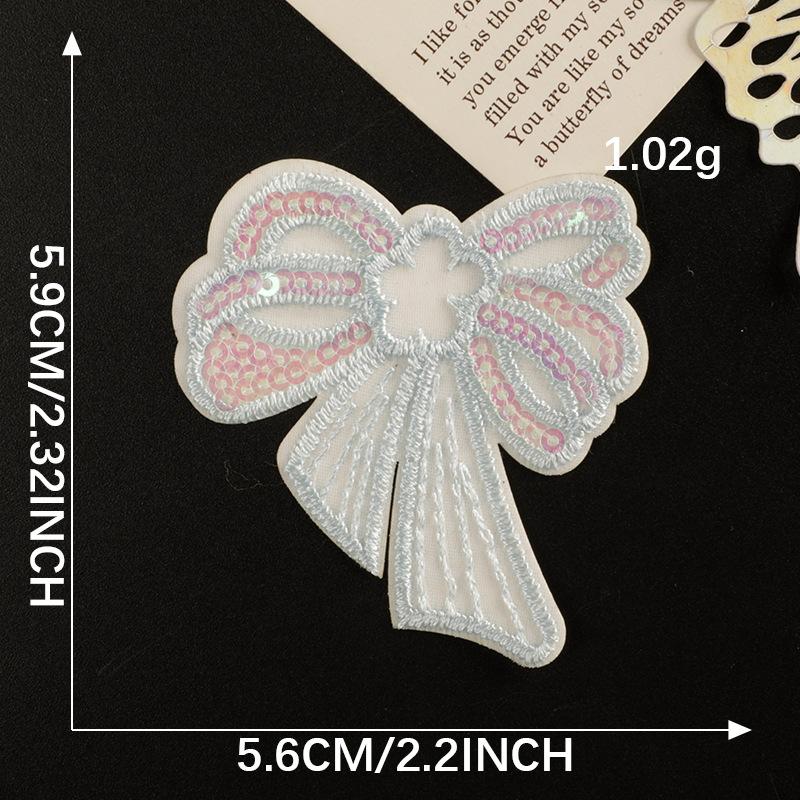 Down Jacket Patch Sticker Lace Ultra-Thin Mesh Embroidery Sequins Butterfly Bow Self-Adhesive Clothing Accessories
