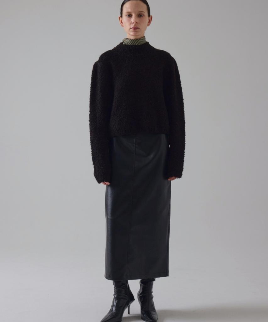 Owaiwai Boucle Half-Neck Wool Knit_Black