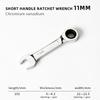 Reversible Combination Stubby Spanner Quick Open Short Handle Ratchet Socket Wrench 8mm-19mm CR-V Steel Bike/Auto Repair Tool