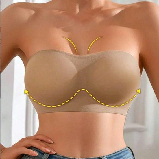 Women's European & American Style Seamless One-Shoulder Strapless Bandeau - Anti-Exposure, Thin, Large Size