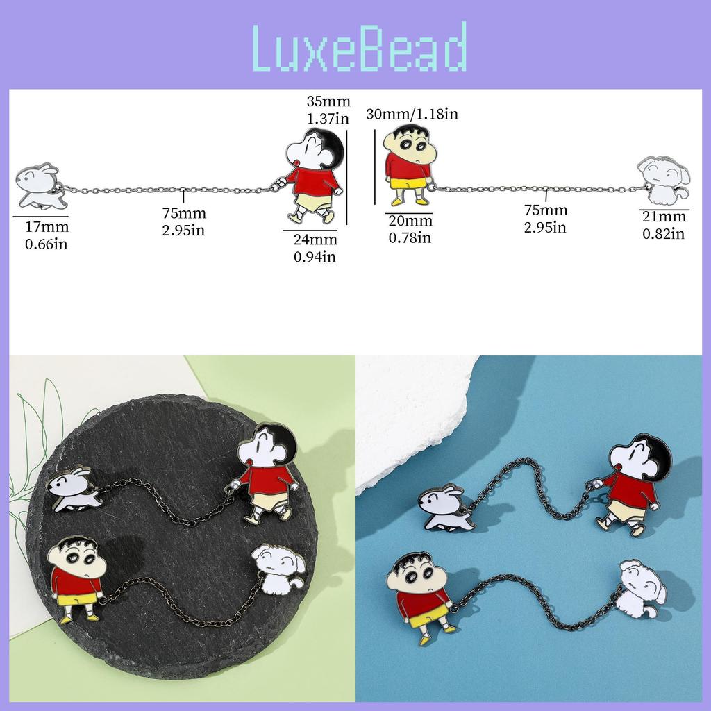 Cute Crayon Shin-chan Metal Badge With Chain Cartoon Character Design Alloy Material Xz3014xz3015 Colors