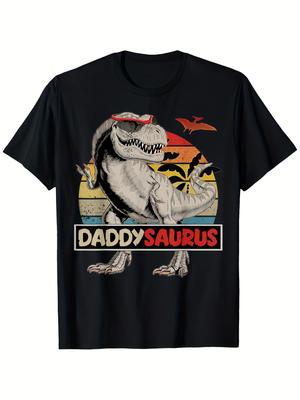 Funny Daddy Saurus TRex Graphic Fathers Day Gift TShirt 100 Cotton ONeck Short Sleeve Summer Casual Mens Tshirt Streetwear