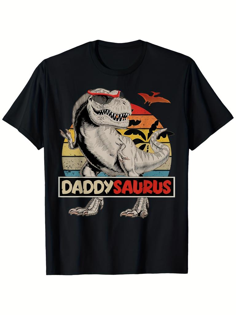 Lustiger Daddy Saurus TRex Grafik Vatertag Geschenk T-Shirt 100% Baumwolle Rundhals Kurzarm Sommer Lässig Herren T-Shirt Streetwear