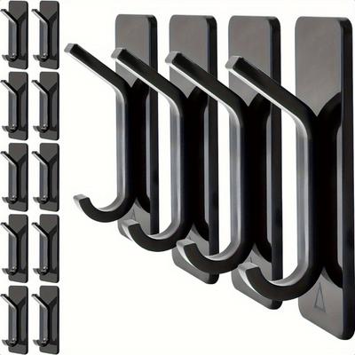 10pcs Easy-Install Adhesive Coat Hooks - Holds Up To 15 Lbs, Perfect for Shower, Bathroom & Kitchen Walls, Glass Doors, Mirrors & Tiles