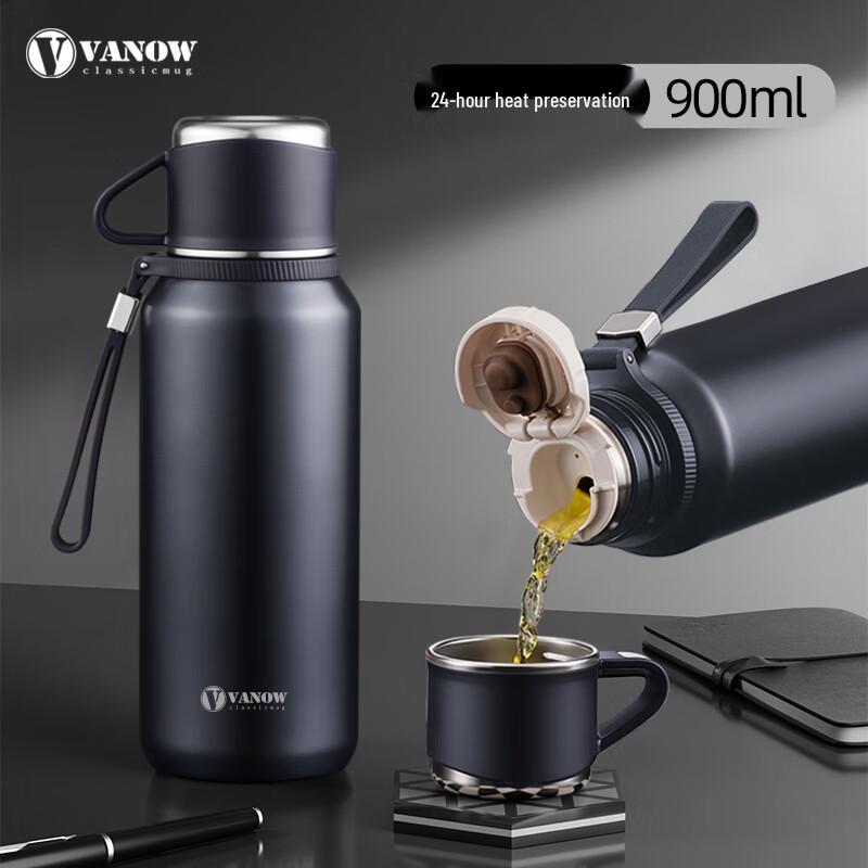 Vanow Large Capacity Insulated Water Bottle with Tea Infuser Lid 900ml