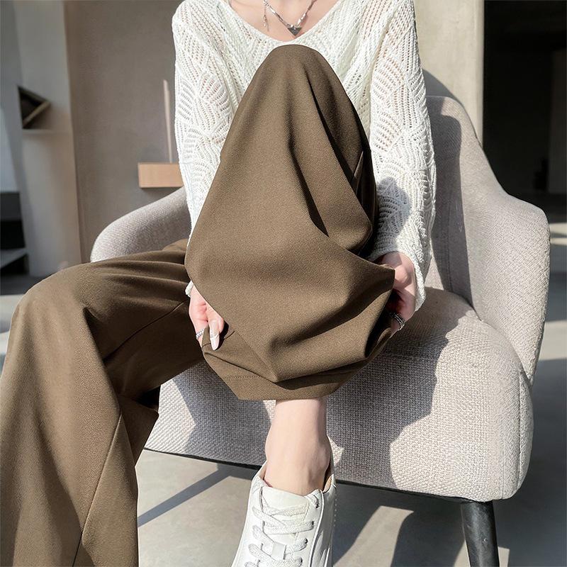 Autumn 2025 Plus Size Maternity Wide Leg Pants - Versatile Drape and Straight Fit