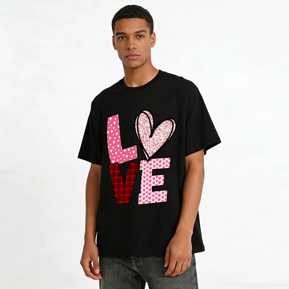 Love Print Casual Top Unisex Festival Vibe T-Shirt Pure cotton T-shirt