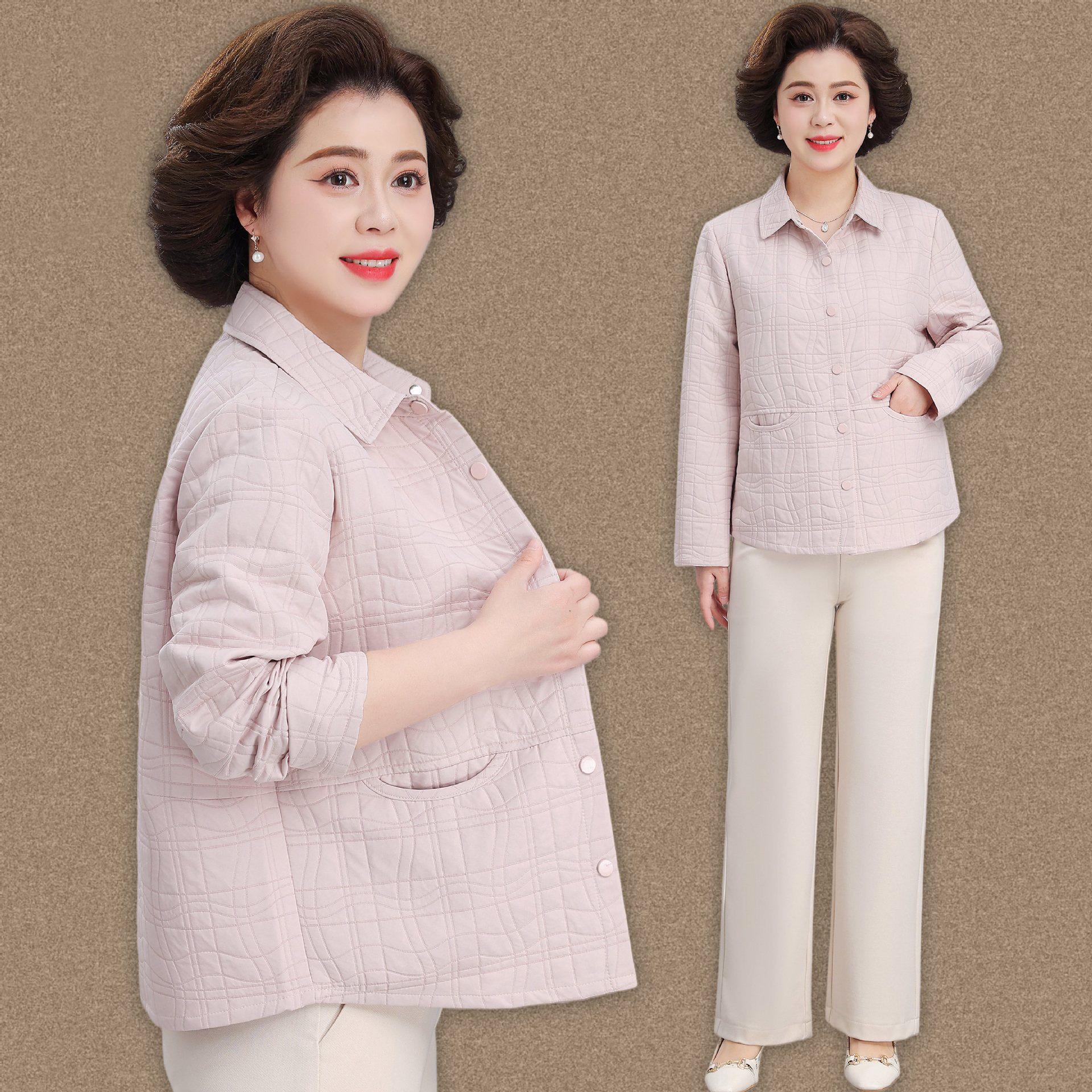 

Lapel Jacket: Loose-Fit, Plus Size for Middle-Aged and Elderly Women, Spring/Autumn 2026 2XL (Recommended 62.5-70 kg)