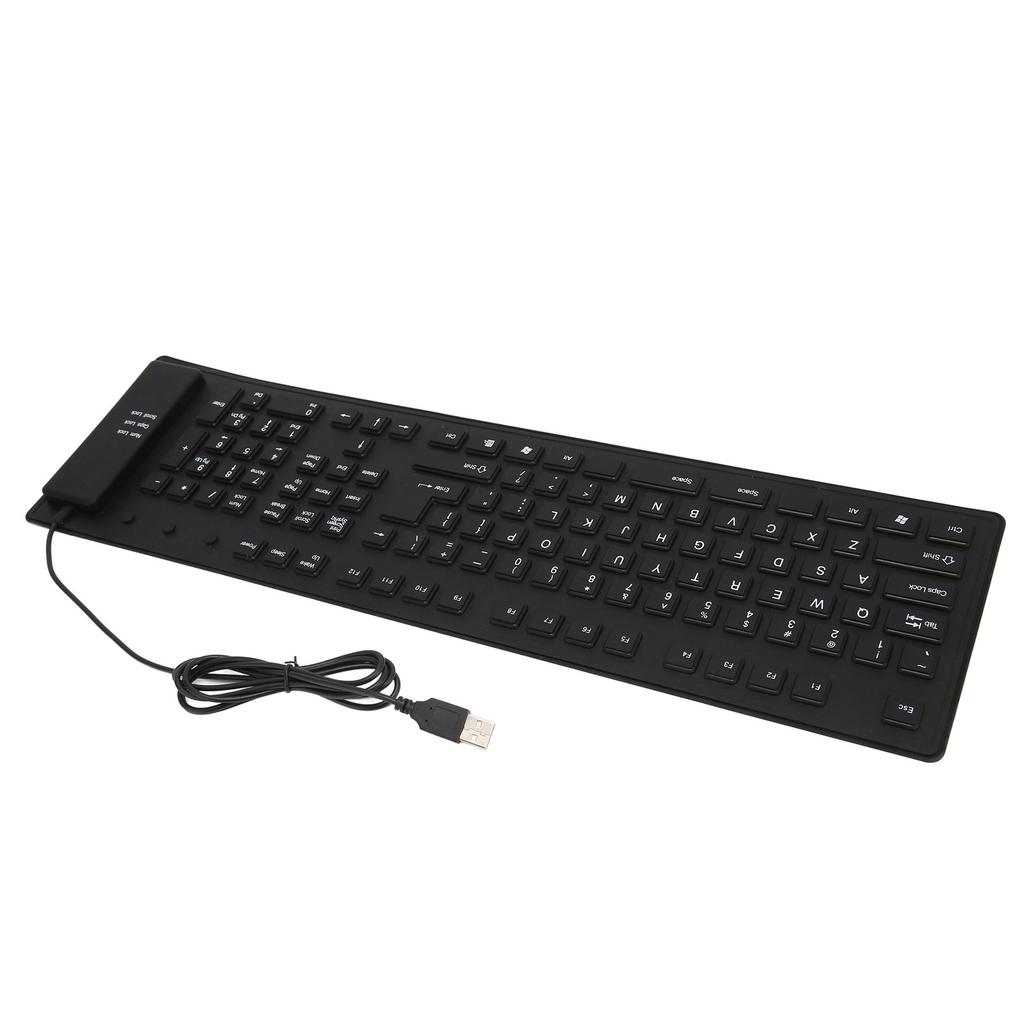 109 Keys Foldable Silicone Keyboard Quiet Waterproof Dustproof USB Wired Flexible Keyboard for Desktop Laptop