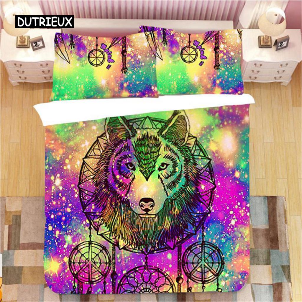Dream Catcher Duvet Cover Set King Double Pink Starry Universe Queen Size for Kids Girls Comforter Cover Microfiber Quilt Cover
