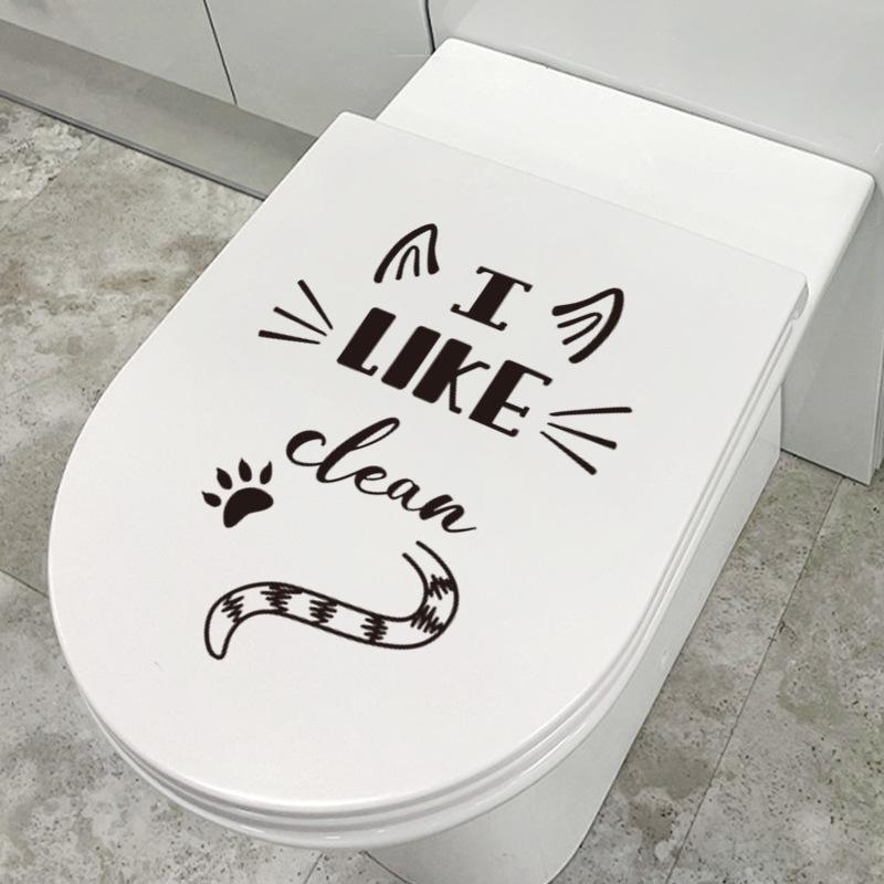 Lustige Toilettenaufkleber, schwarz-weiß, für Badezimmer, Sitz, Tank, Wand, wasserdichtes Vinyl