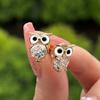 Exquisite 2025 Rhinestone Zircon Owl Stud Earrings for Women – Small Animal Jewelry Accessories