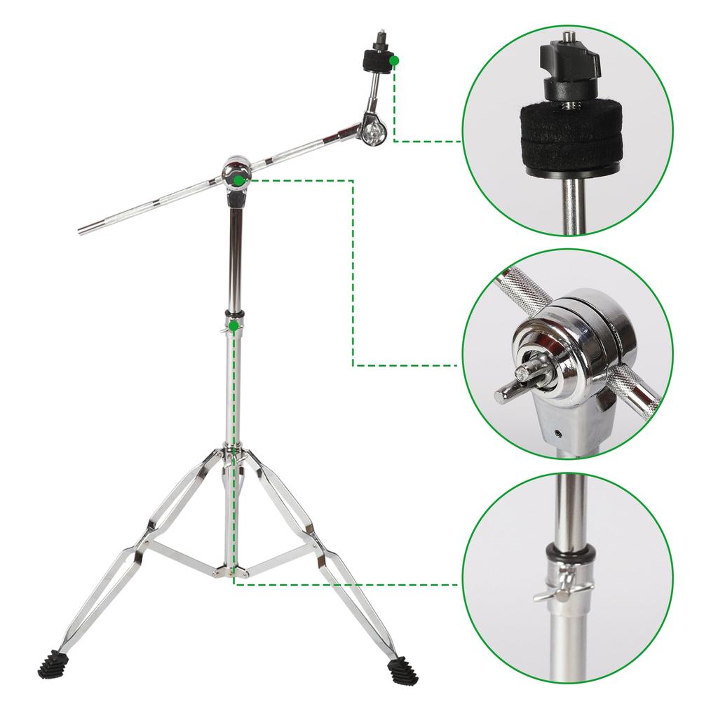 aleawol Cymbal Stand, Height Adjustable 70-120cm, High Boom and Straight Combo, Double Leg Boom, with Rubber Feet, Musical Instrument Accessory