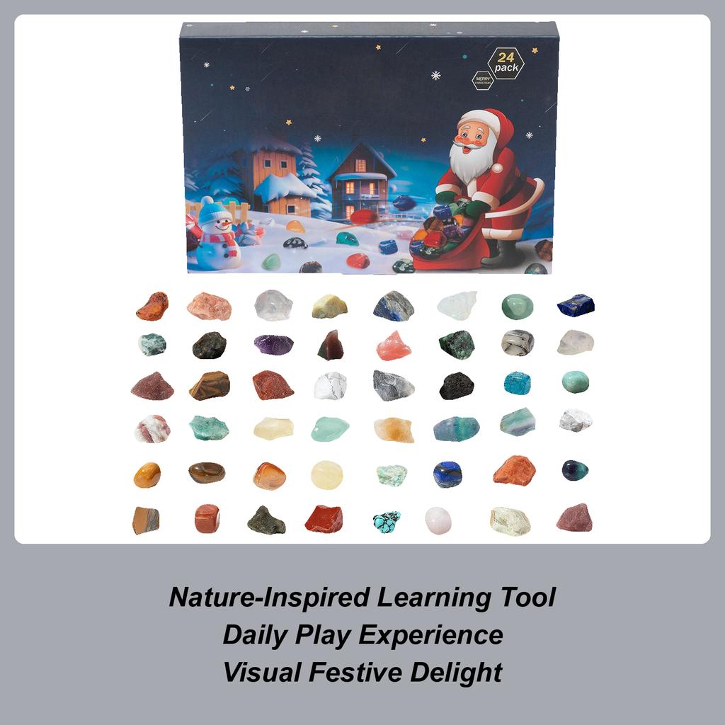 2025 Crystal Christmas Countdown Calendar 24 Days Countdown Christmas Calendar Advent 24 Grid Crystal Stone Children's Gifts