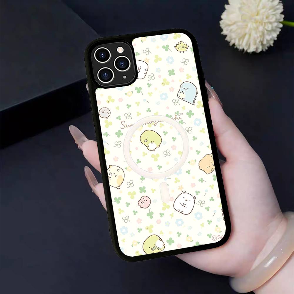 Cartoon S-sumikko Gurashi Magnetic Matte Phone Case For IPhone 16 17 15 14 13 12 11 For Magsafe Wireless Charge Cover