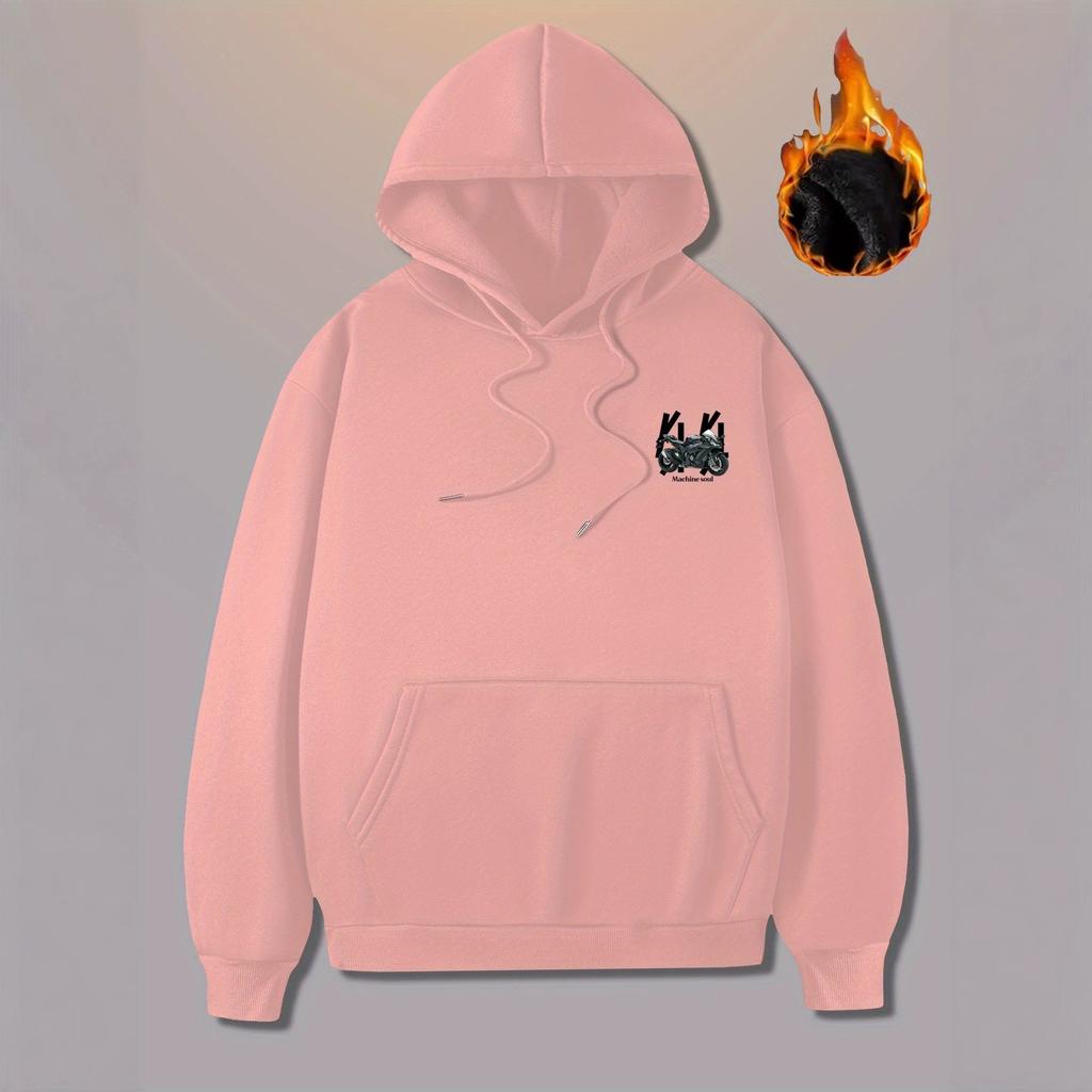 Locomotive Sports Car Combination Printed Hooded Sweater Loose Motorcycle Lovers Men's and Women's Jacket
