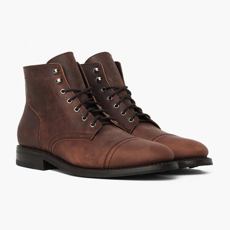 TEMU American retro round head tooling Martin boots high-top locomotive shoes men's shoes