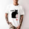 Chat Meurtrier Drôle Quoi Chat noir avec couteau Cadeau d'Halloween effrayant t-shirt 0705 Mignon chaton Saisir
