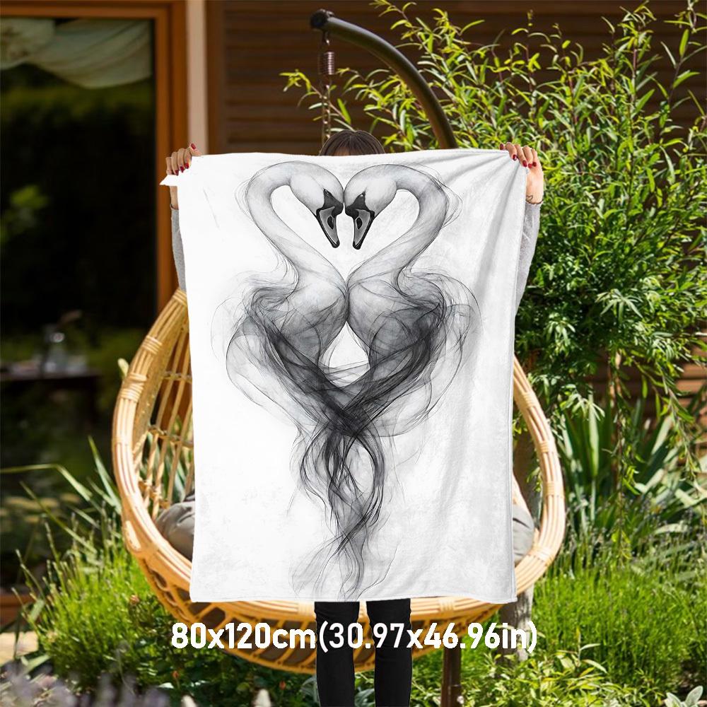 

1pc swans love Outdoor Flannel Blanket Soft Warm All-Season Throw for Sofa Bed Car Camping Office, Cozy Gift Idea1281S 80x120cm(31x47inch)