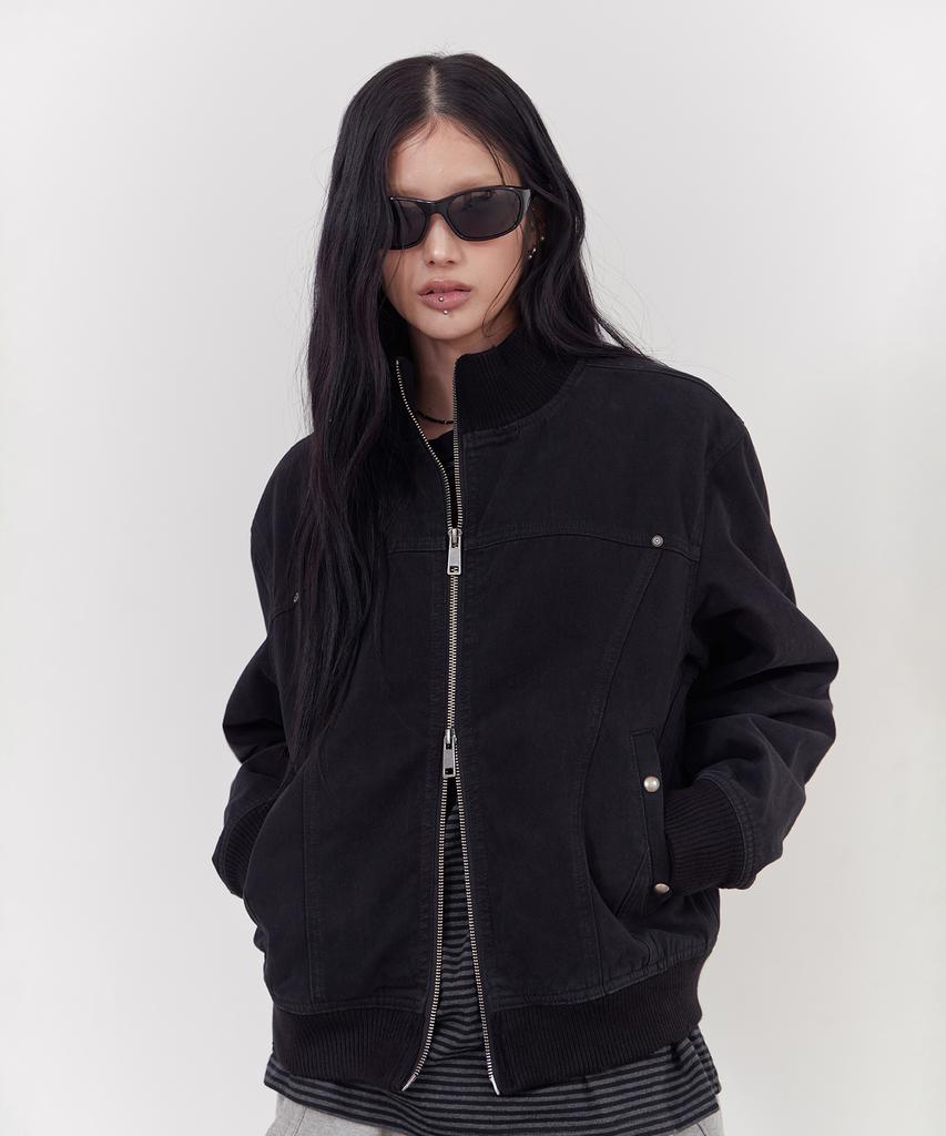 Tony Lawrence High-Neck Cotton Blouson Black
