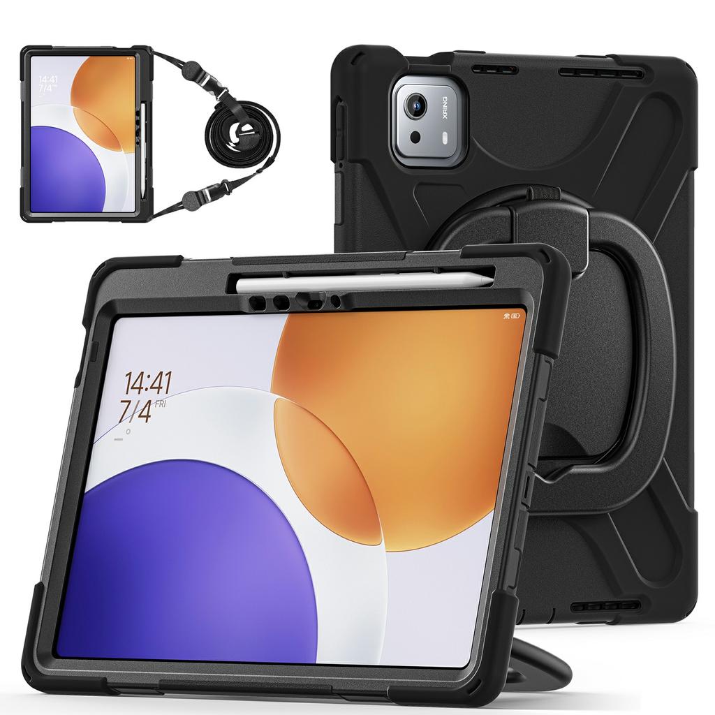 For Xiaomi Pad 7S Pro 12.5/6S Pro 12.4 Case with Shoulder Strap TPU+PC+Silicone Kickstand Tablet Cover