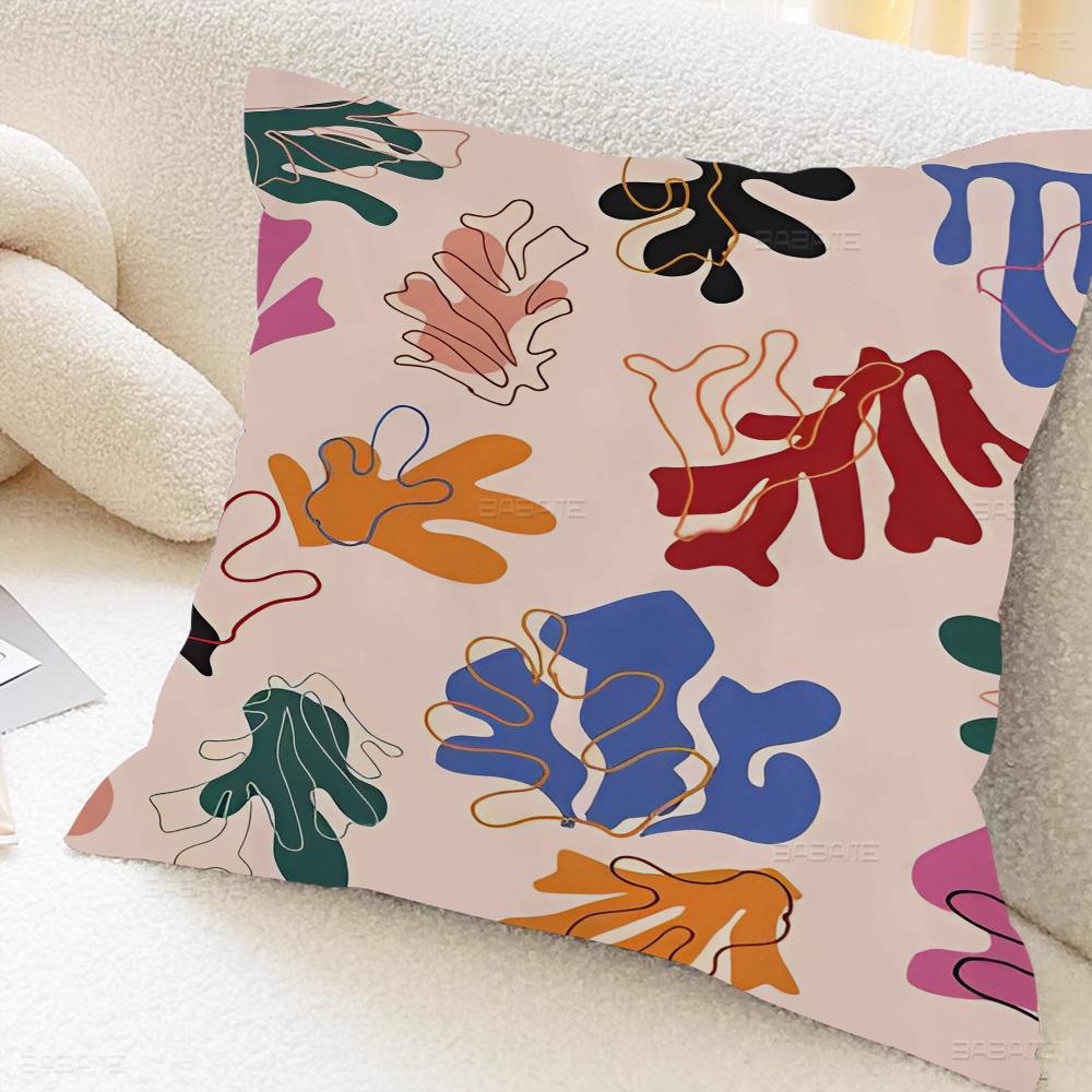 Matisse Flowers Leaf Pillow Covers Cartoon Sofa Decorative Home Double-sided Printing Short Plush Cute Cushion Cover