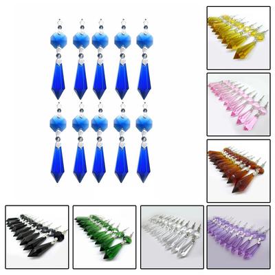 10pcs Cobalt Blue Crystal Chandelier Prisms Glass Beads DIY Curtain Parts 55mm