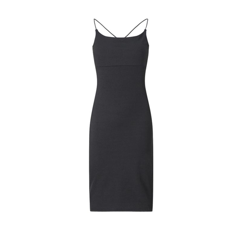 Summer New Arrival Women's Clothing Fashion Style Sexy Open Back Slit Slim-Fitting Sheath Sleeveless Sling Dress Black Slim Looking