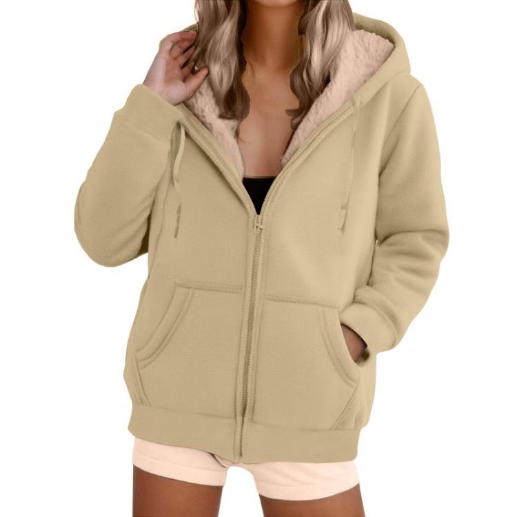 Women Hooded Jacket Casual Loose Zipper Cardigan Long Sleeve Sweatshirt Fashion Outerwear