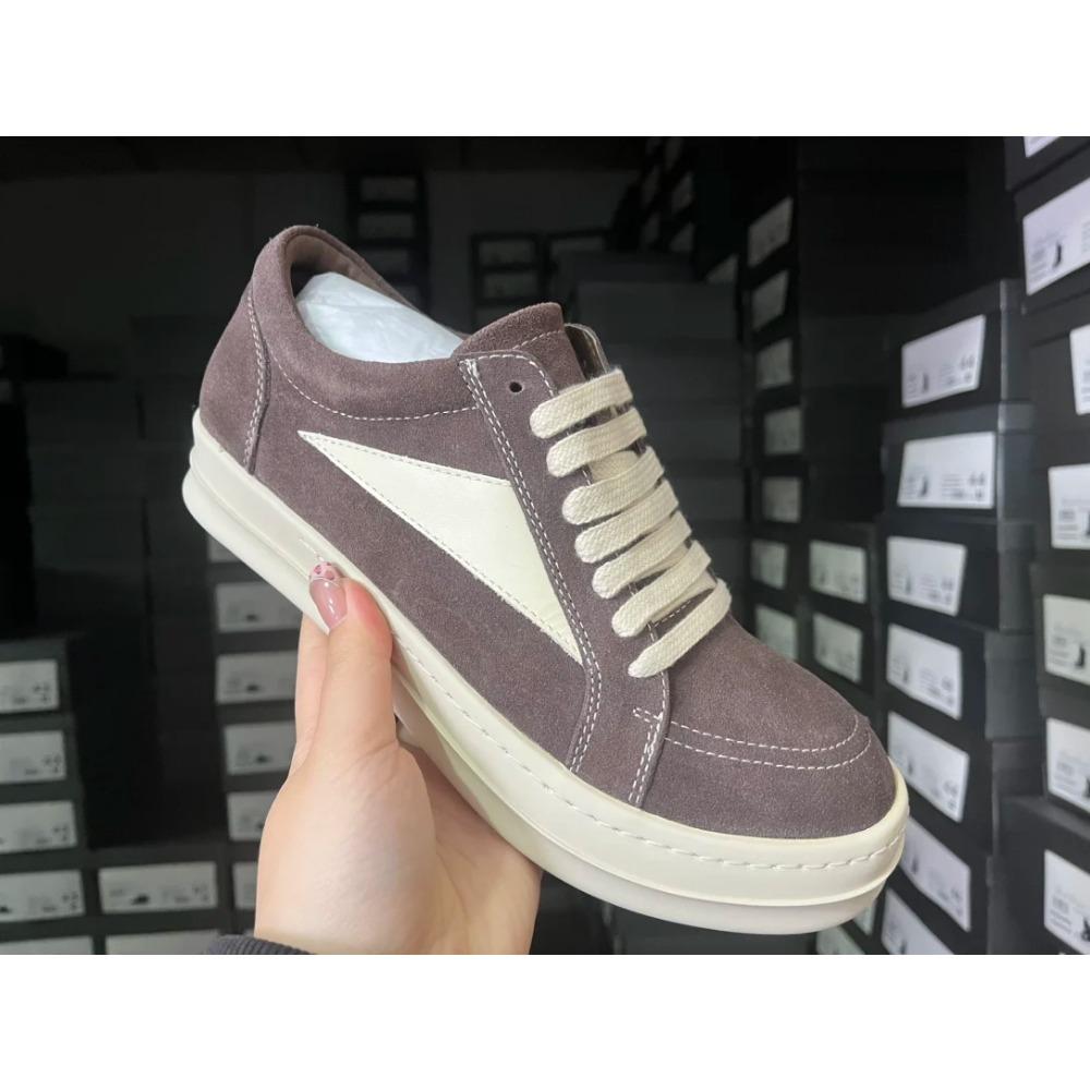 

Rock Vintage Men Genuine Leather Round Casual Shoes Luxury Trainers Lace Up Women Flat Sneakers Hip-hop Street Dunk Shoes 45