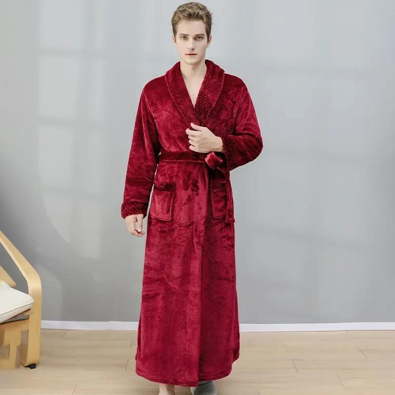 Female Autumn and Winter Warm Long Coral Velvet Thick Couple Bath Bathrobes Men Women Pajamas Shower Robe Bath Towels for Adults